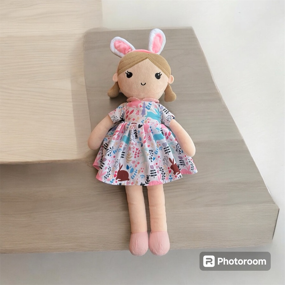 Linzy Toys 15" Doll with Pink Bunny Ears Emily Doll Nursery Baby Shower Kid Toy